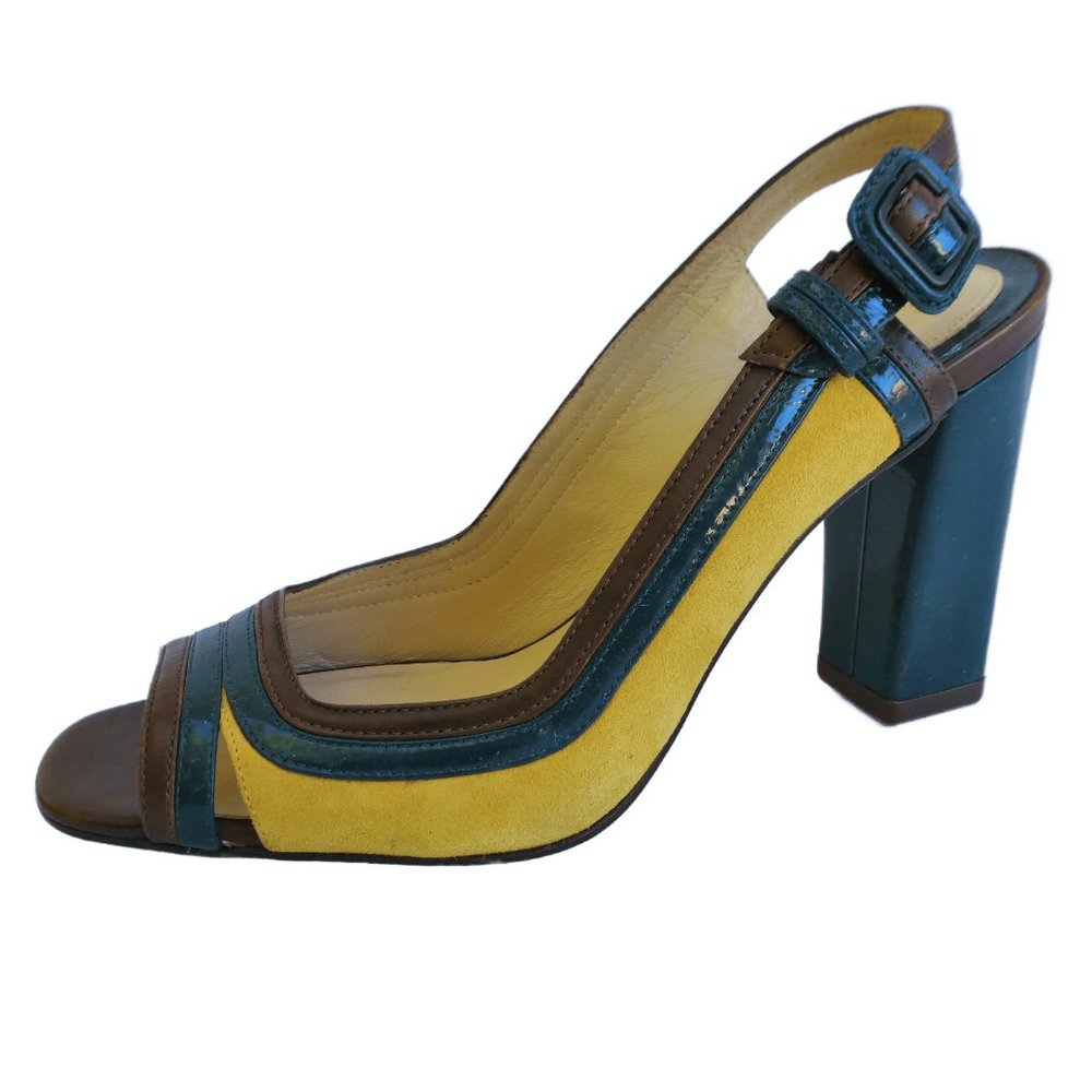 Cole Haan x Nike Air Block Heels Suede Leather Sling Back Buckle Strap 9.5 B - Picture 1 of 10